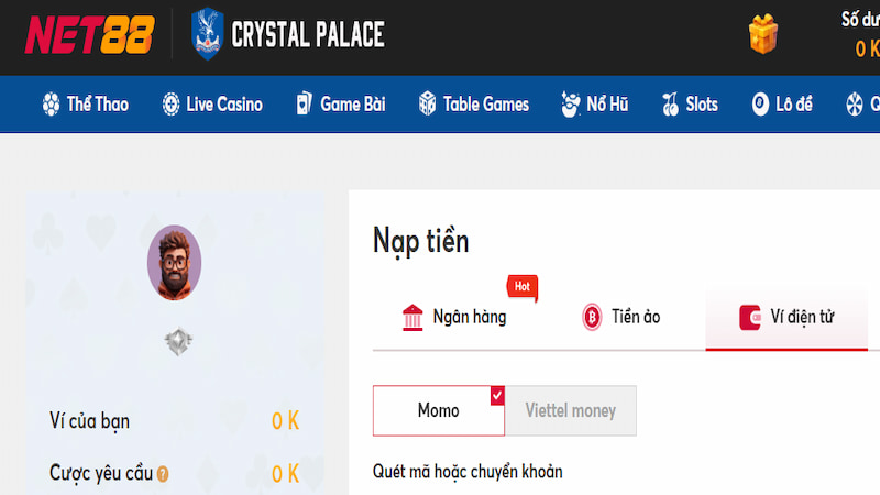 Tốc độ nạp tiền nhanh chóng của Net88